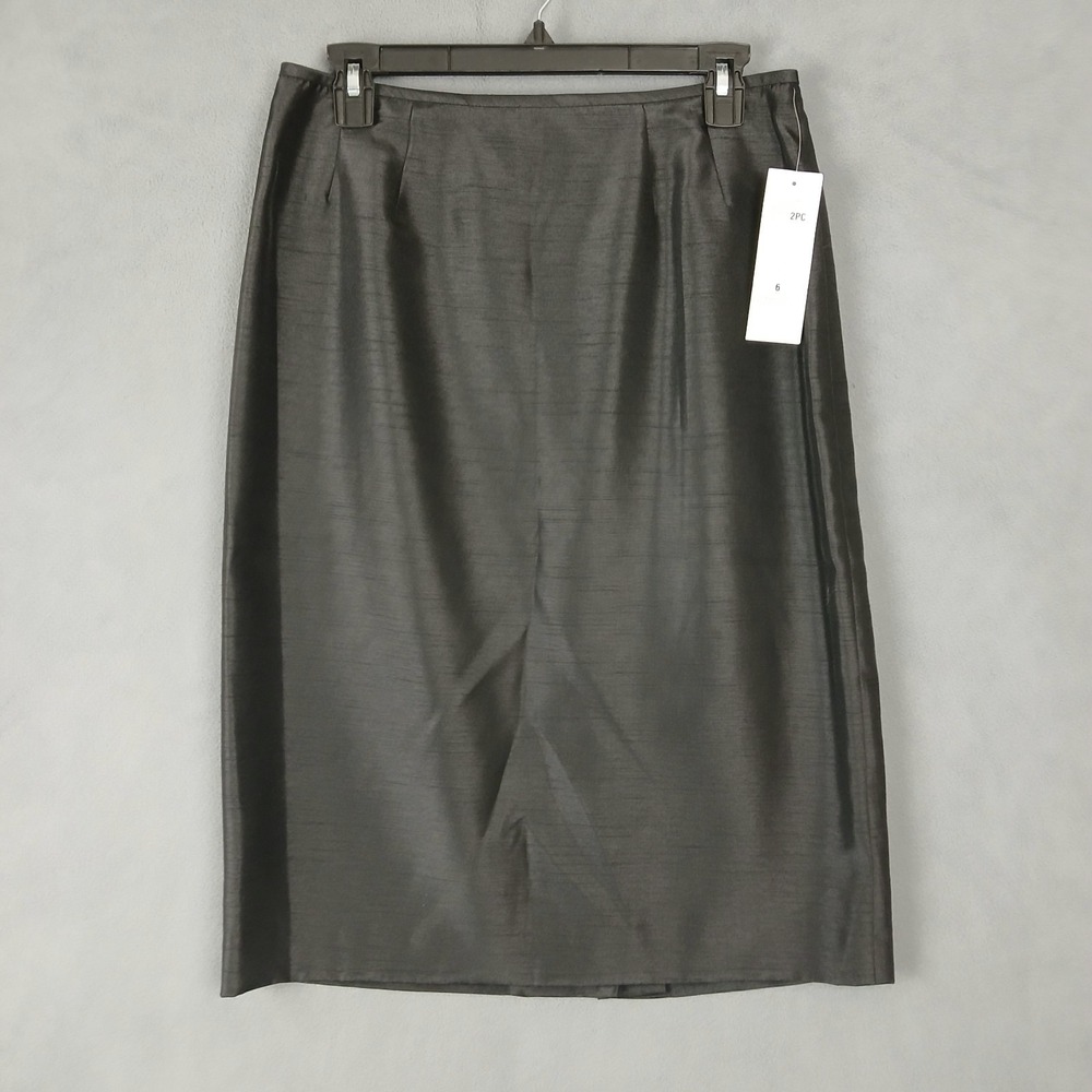 Jones Wear Suit Straight & Pencil Skirt‎ Womens 6 Black Lined Pleated Back Slit